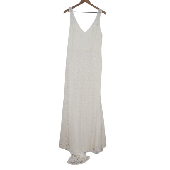 Lulus Beloved Eternity Maxi Dress Womens 2XL White Nylon Lace Detail Sleeveless - Picture 2 of 9